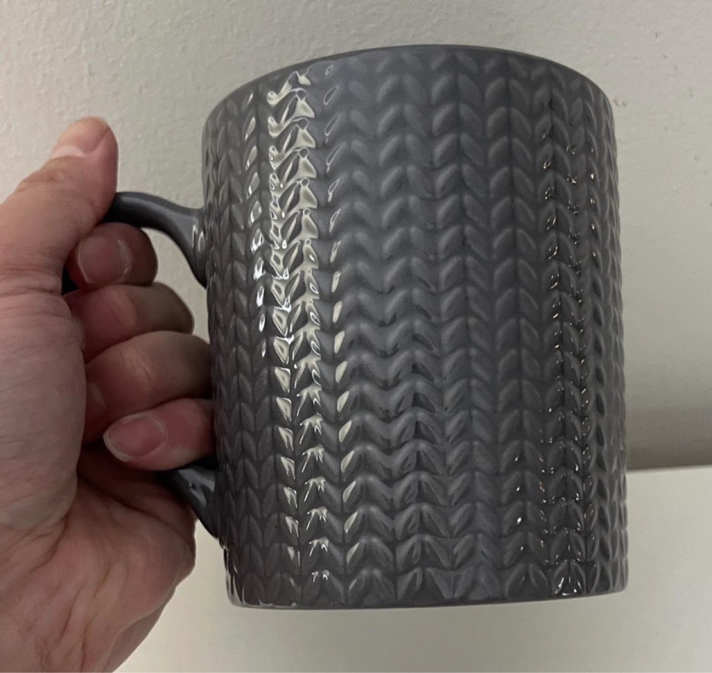 Grey Knit-Pattern Ceramic Mug - photo 4
