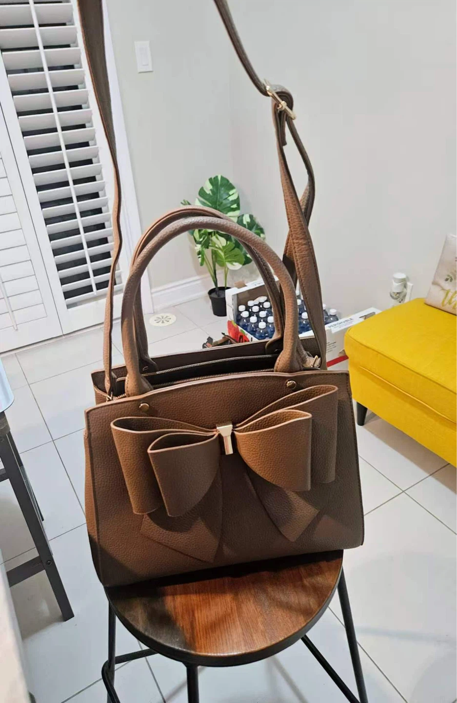 Brown Leather Tote Bag with Bow - NEED TO SELL EVERYTHING - photo 4