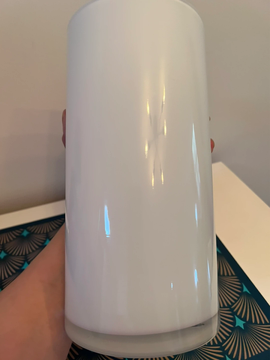 Extra Large White Handcrafted Glass Vase - photo 5