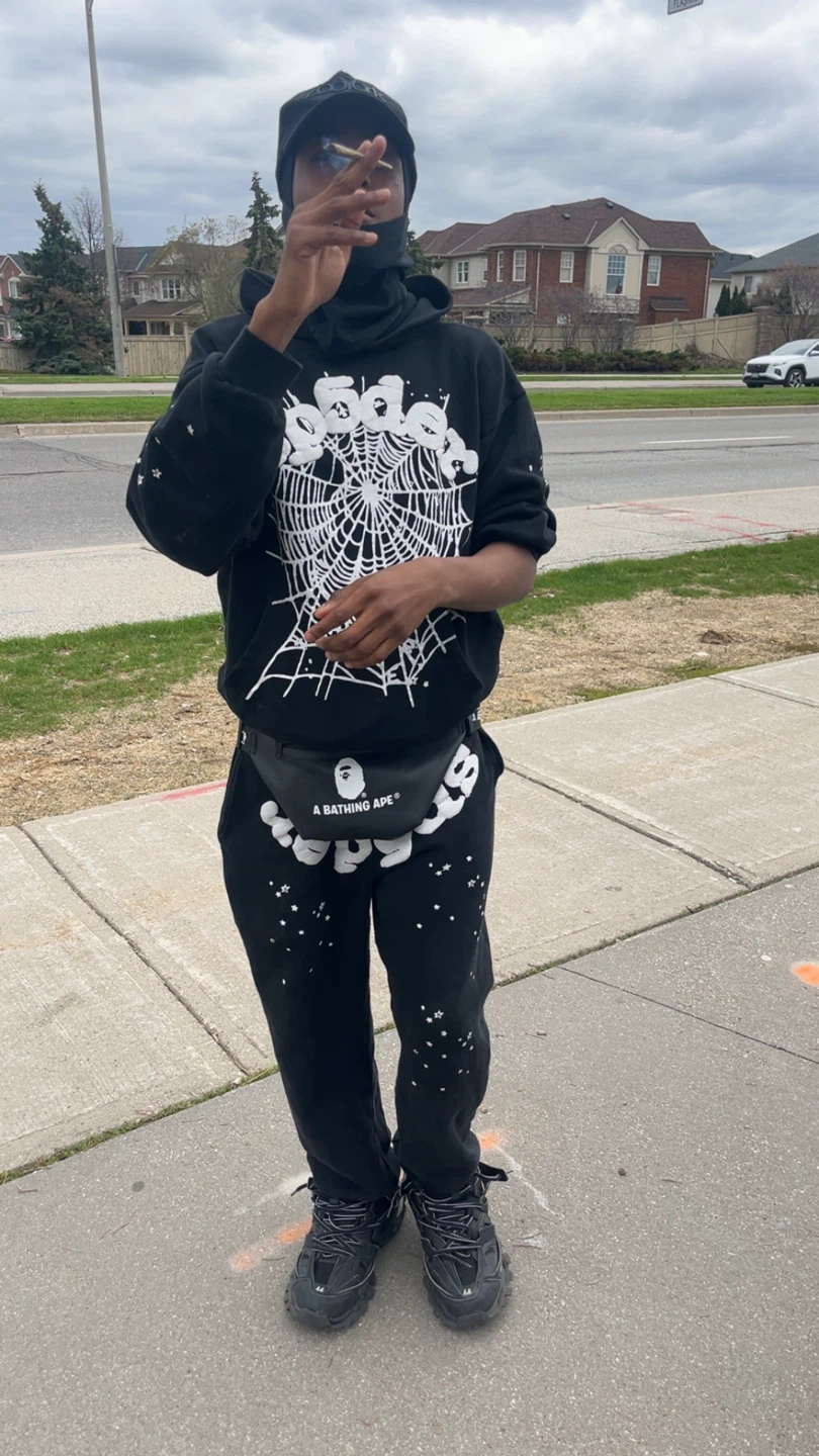 spider hoodie black and white