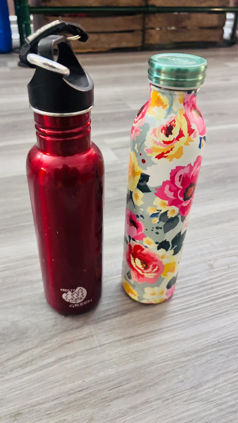 2 Insulated Water Bottles - Red & Floral
