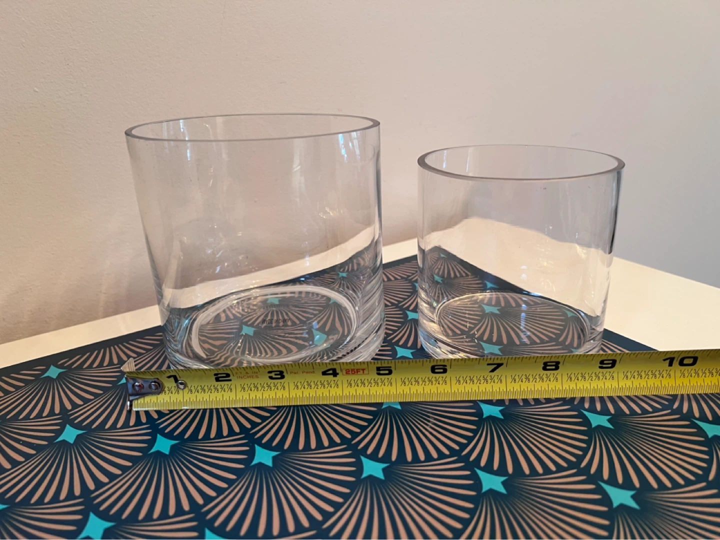 Clear Glass Cylinder Vase Set of 2