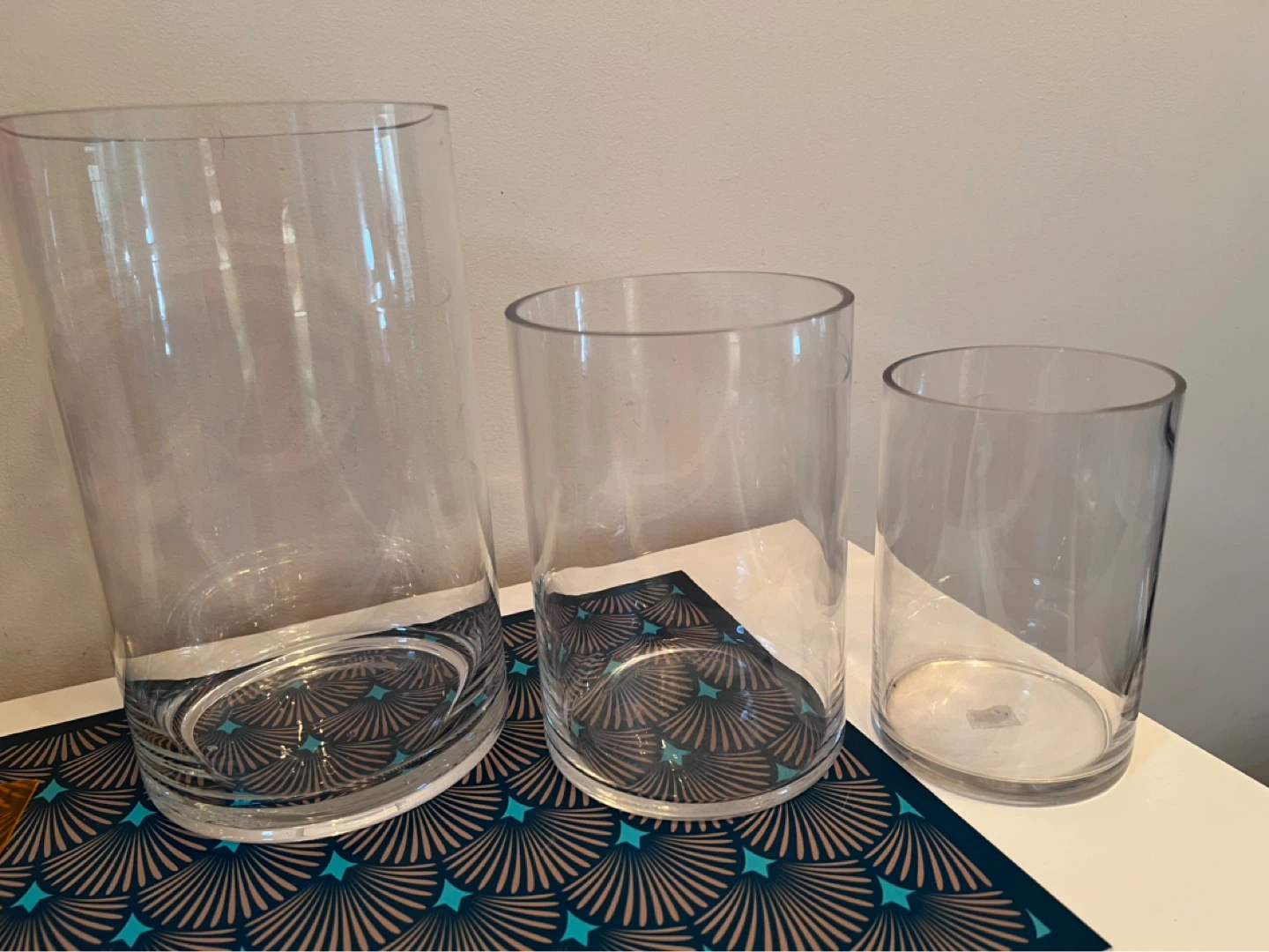 Set of 3 Clear Glass Cylindrical Vases - photo 5