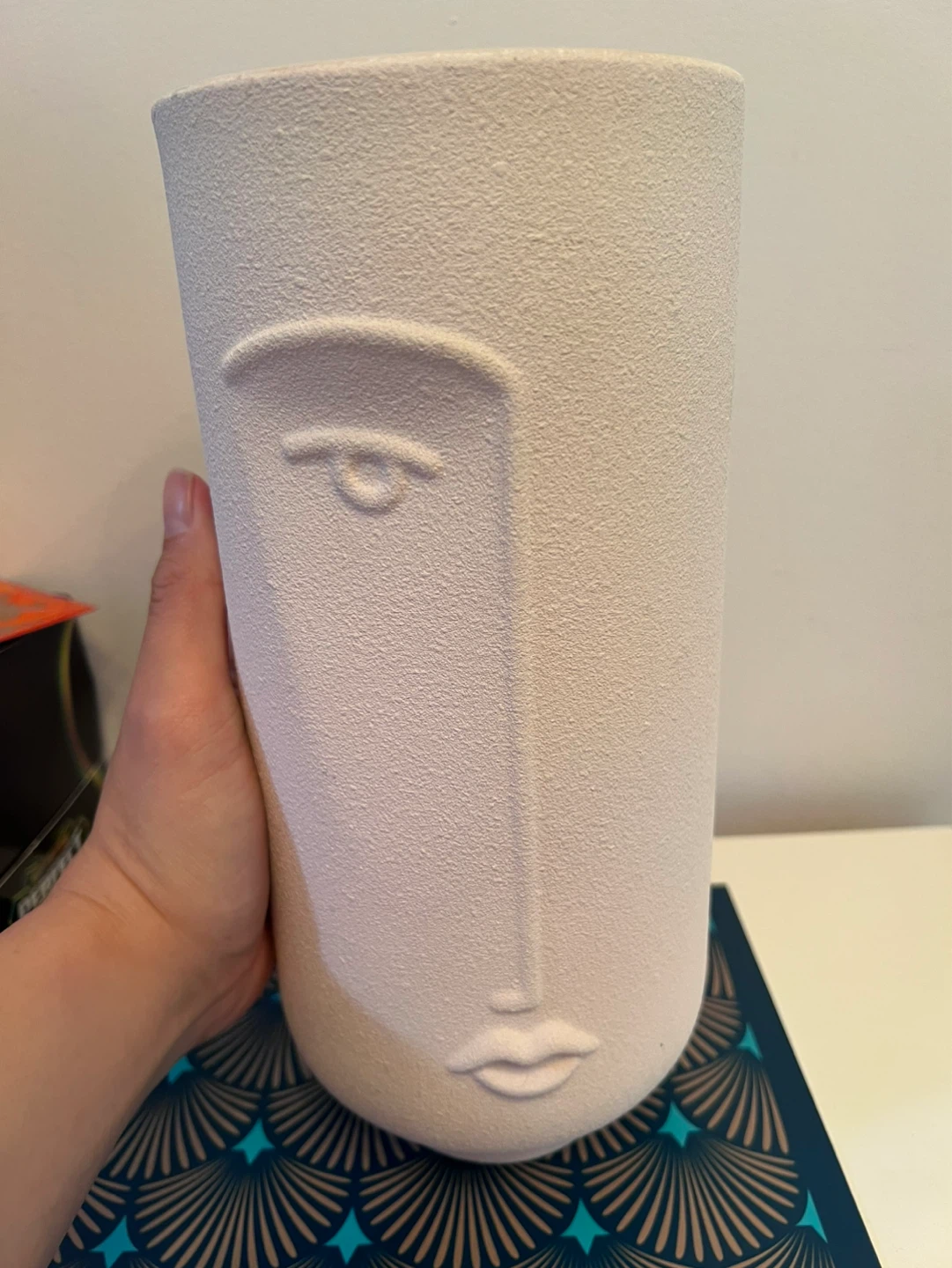 11” Abstract Face Ceramic Vase