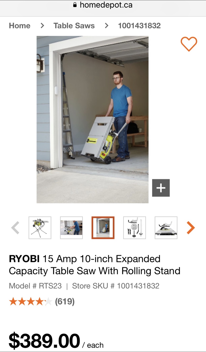 RYOBI 15 Amp 10-inch Expanded Table Saw With Stand Sealed