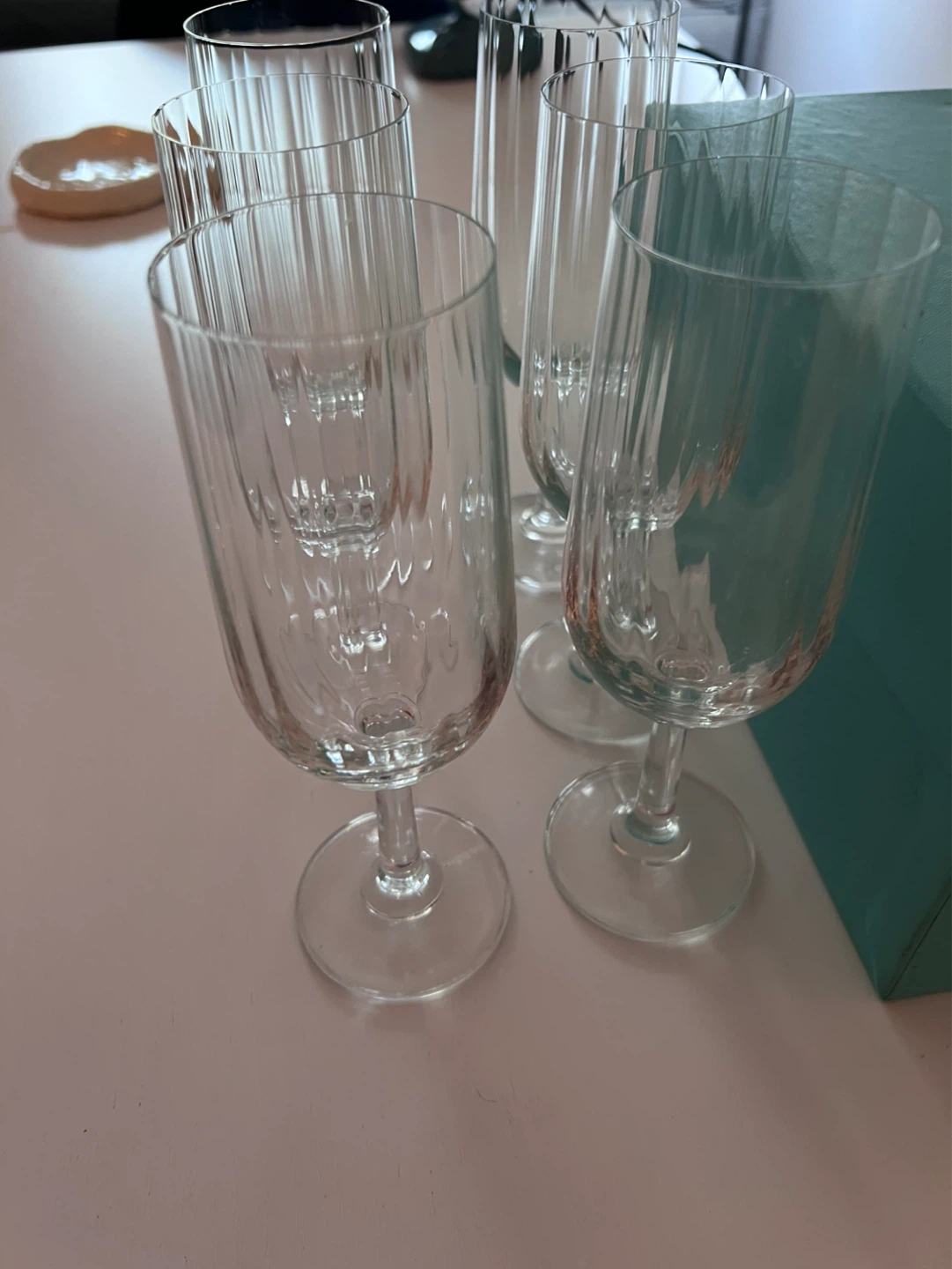 Set of 6 Clear Glass Fluted Champagne Flutes - photo 4