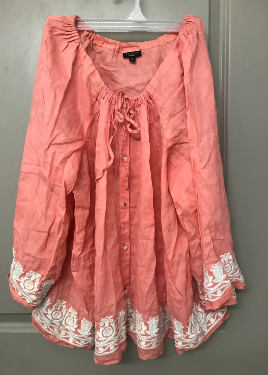 Talbots linen embroidered blouse