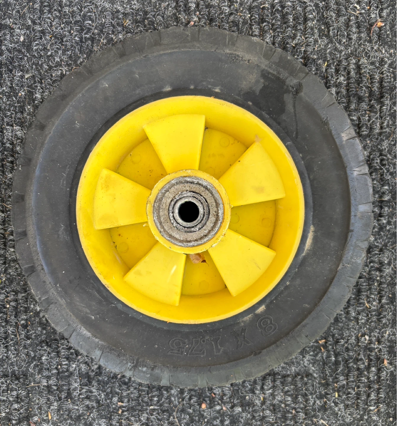 Wheel (8” x 1.75”) with solid rubber tire & Yellow Rim