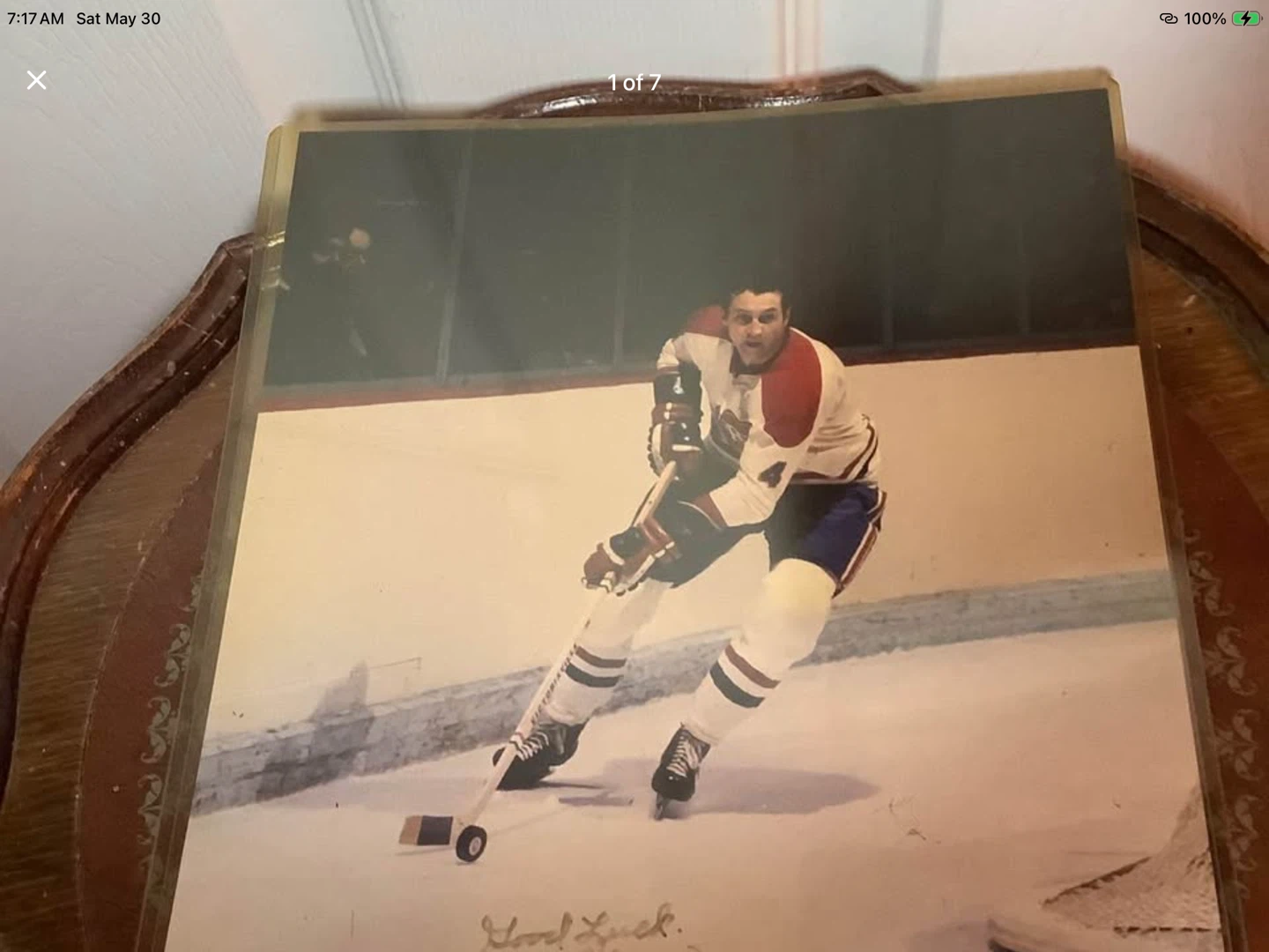 Montreal Cdns Jean Beliveau’s Autographed Photo w COA 🐞