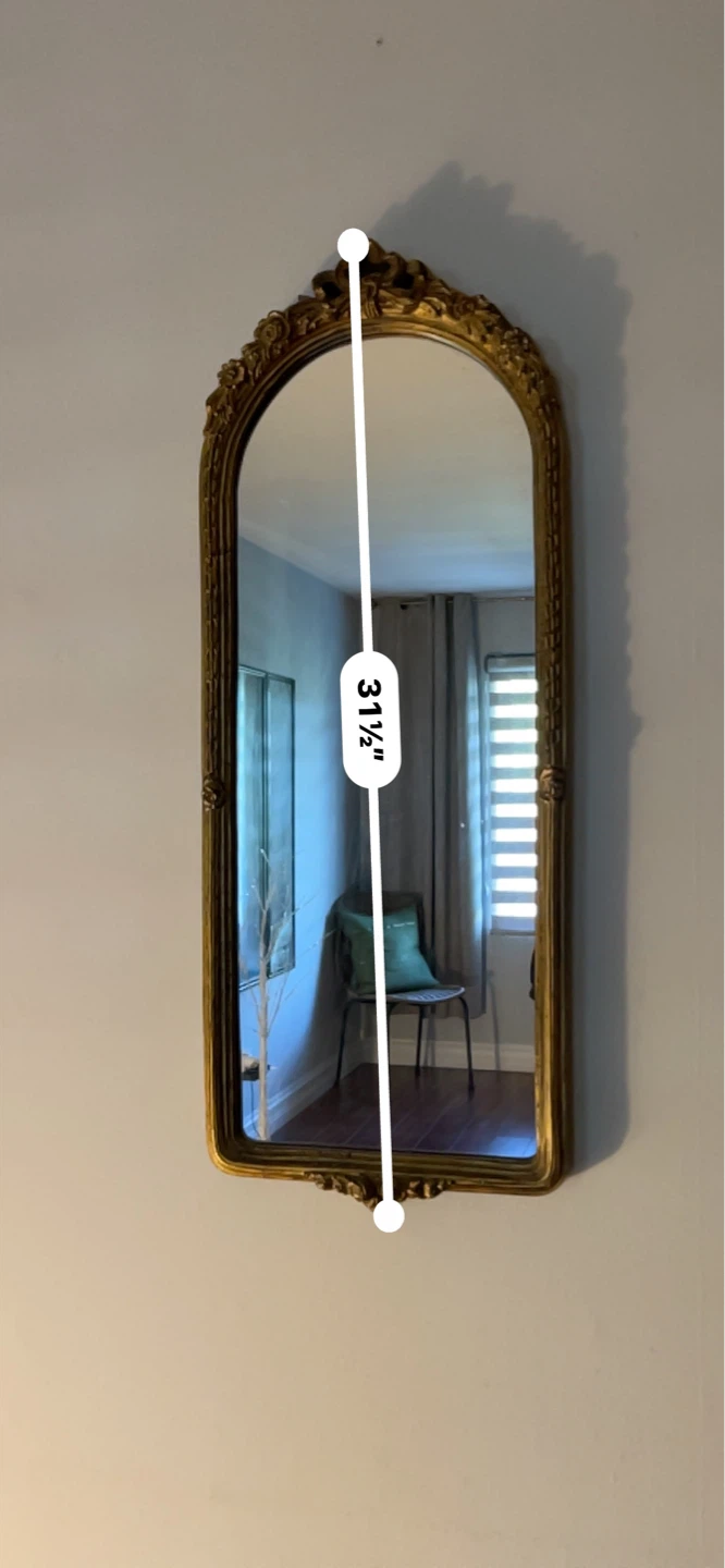 Ornate Gold Arched Mirror - 31.5" H x 12" W - photo 2