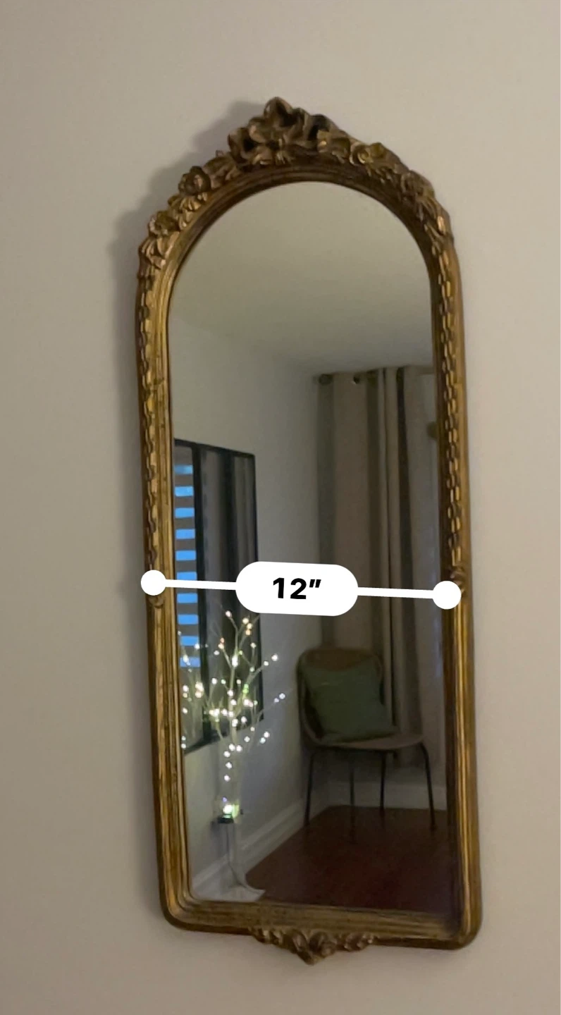 Ornate Gold Arched Mirror - 31.5" H x 12" W - photo 3
