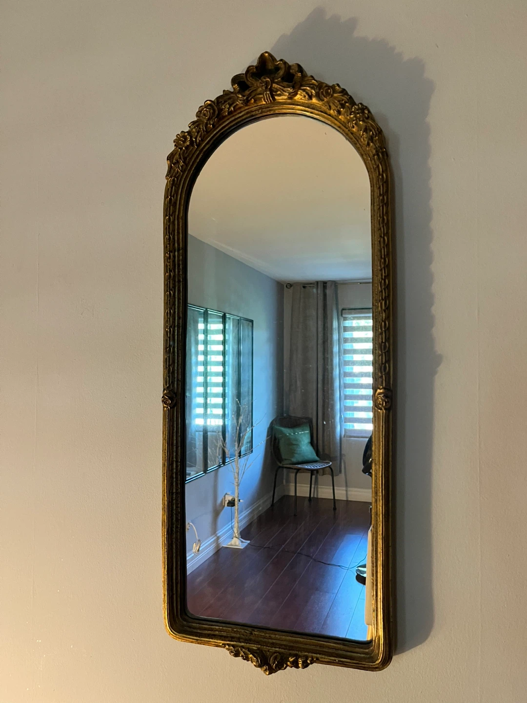 Ornate Gold Arched Mirror - 31.5" H x 12" W