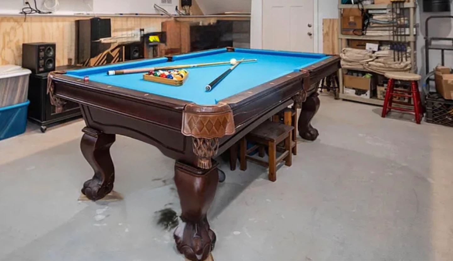 Wood Pool Table with Blue Felt - photo 2