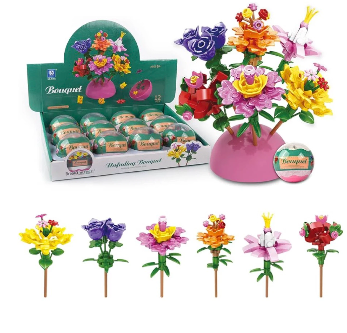 Bouquet Building Blocks Set 6-in-1 DIY Ornaments