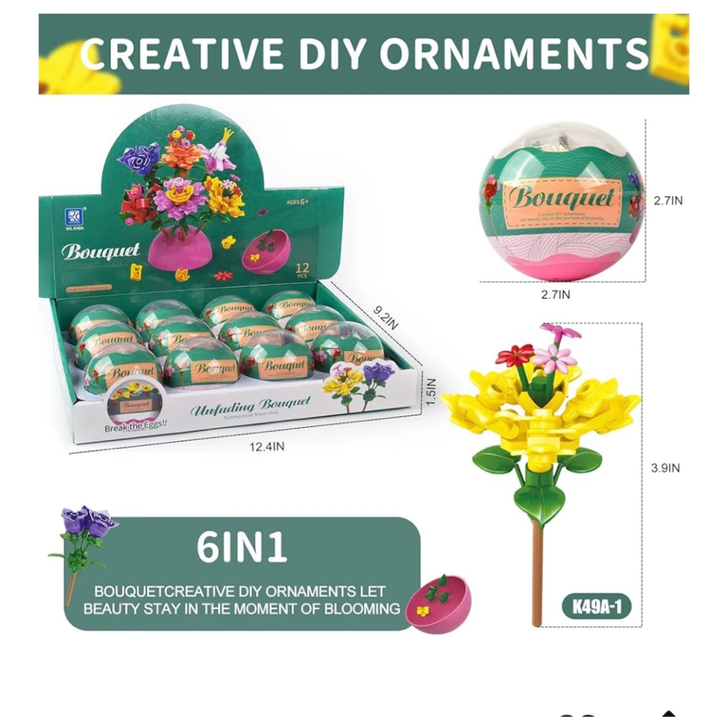 Bouquet Building Blocks Set 6-in-1 DIY Ornaments - photo 4