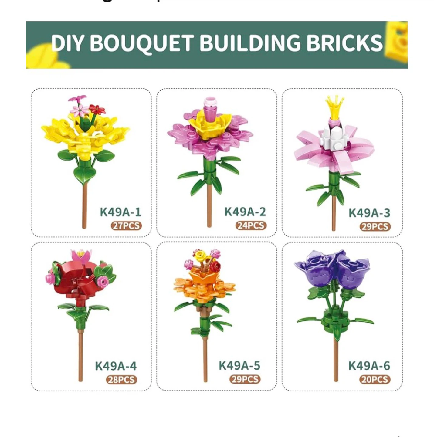 Bouquet Building Blocks Set 6-in-1 DIY Ornaments - photo 3