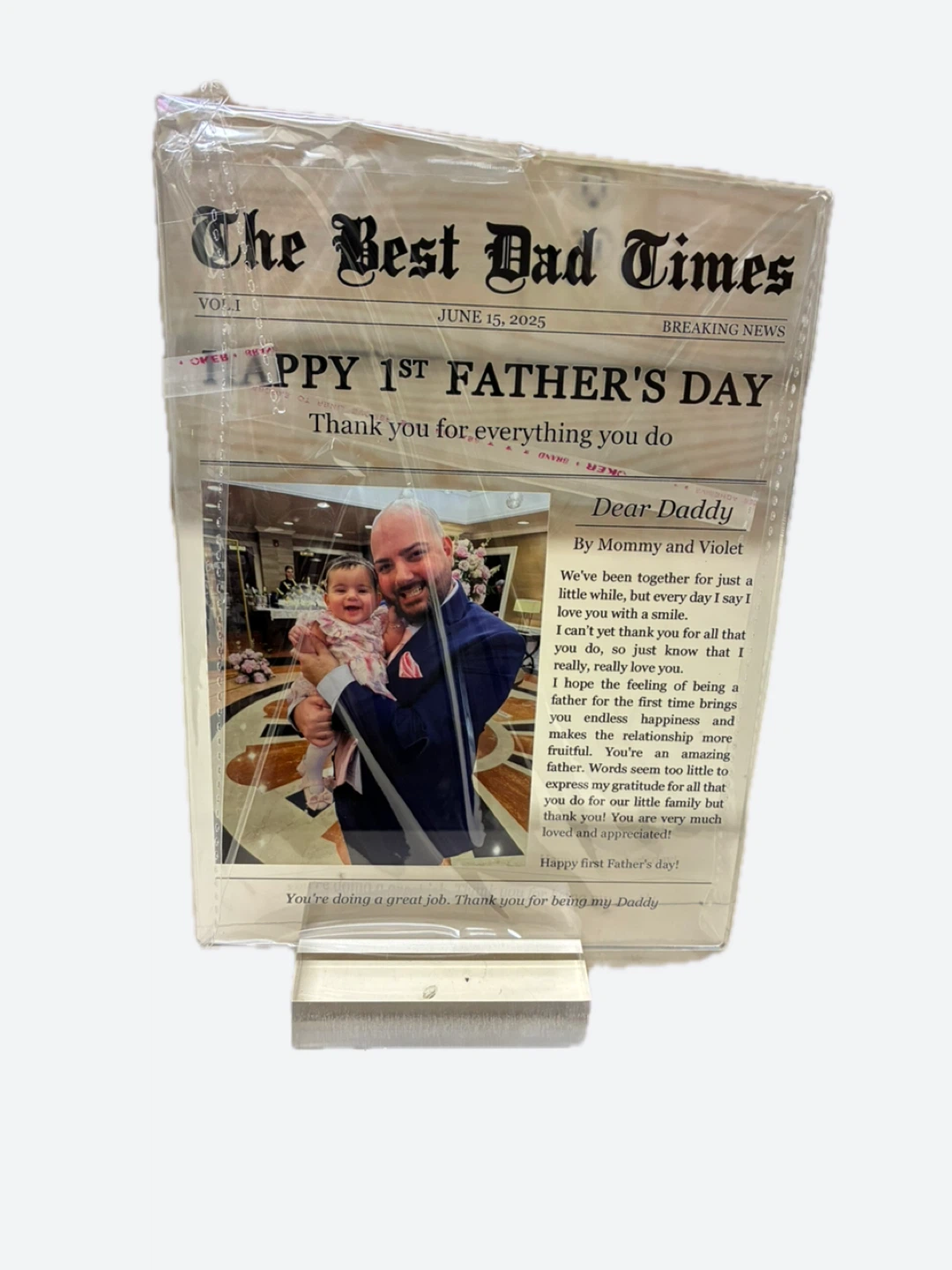 Happy 1st Father's Day Personalized Newspaper