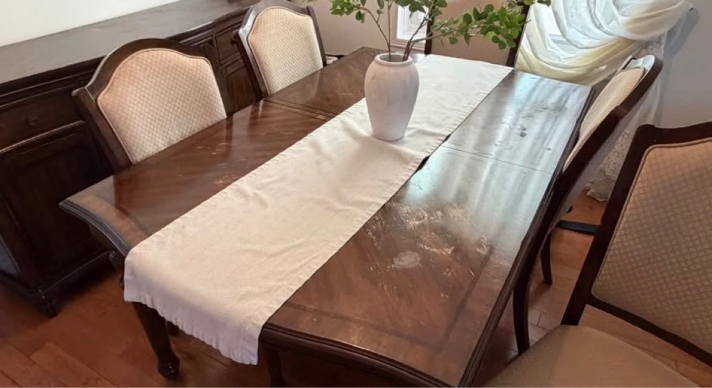 Wooden Dining Table/6 chairs/extension leaf - photo 2