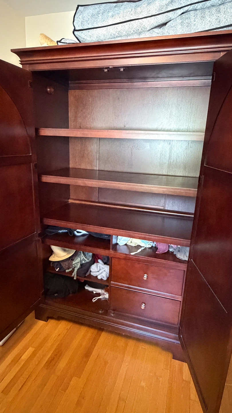 Wooden Wardrobe with Shelves and Drawers - photo 3