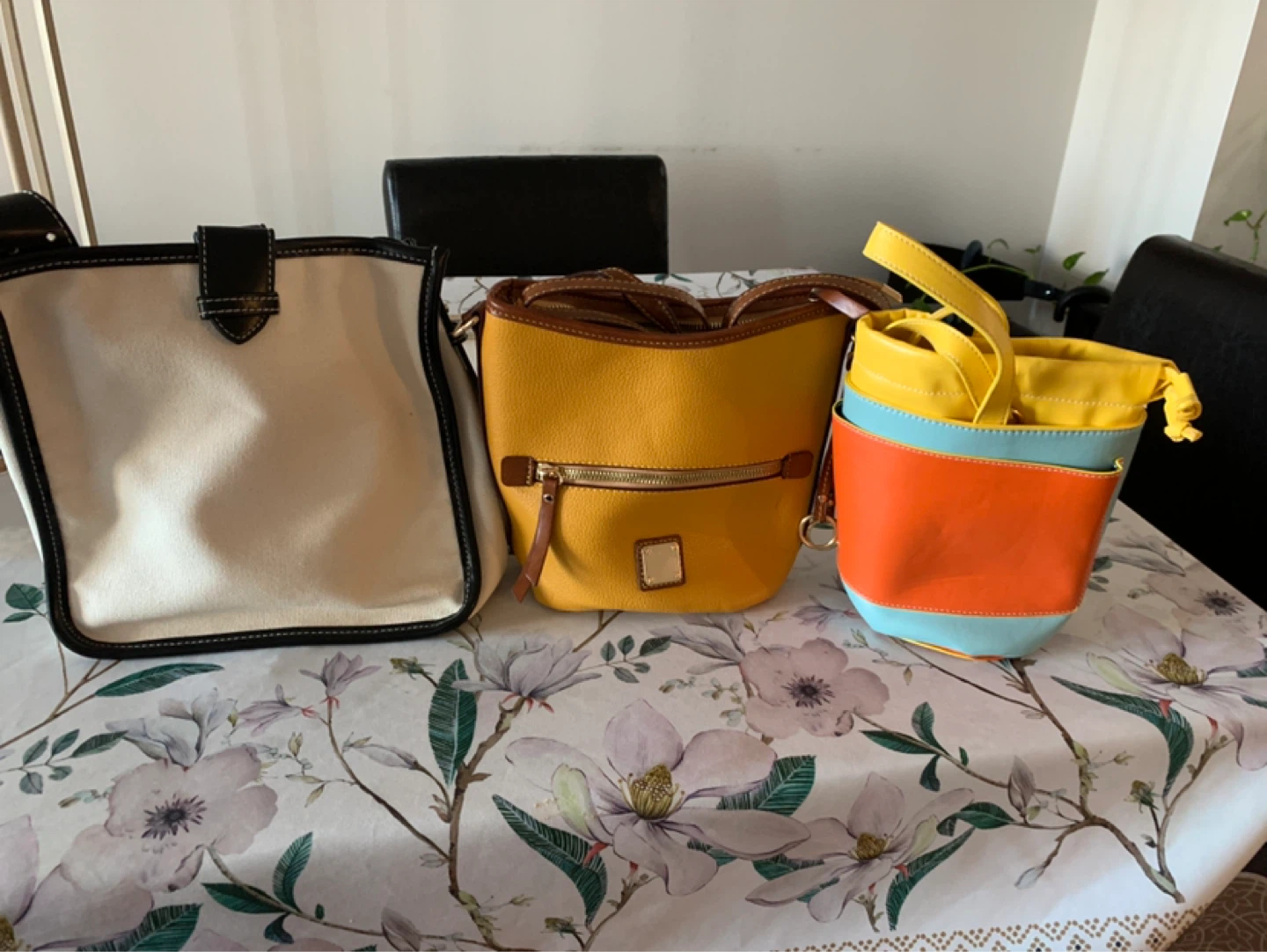 Three assorted handbags