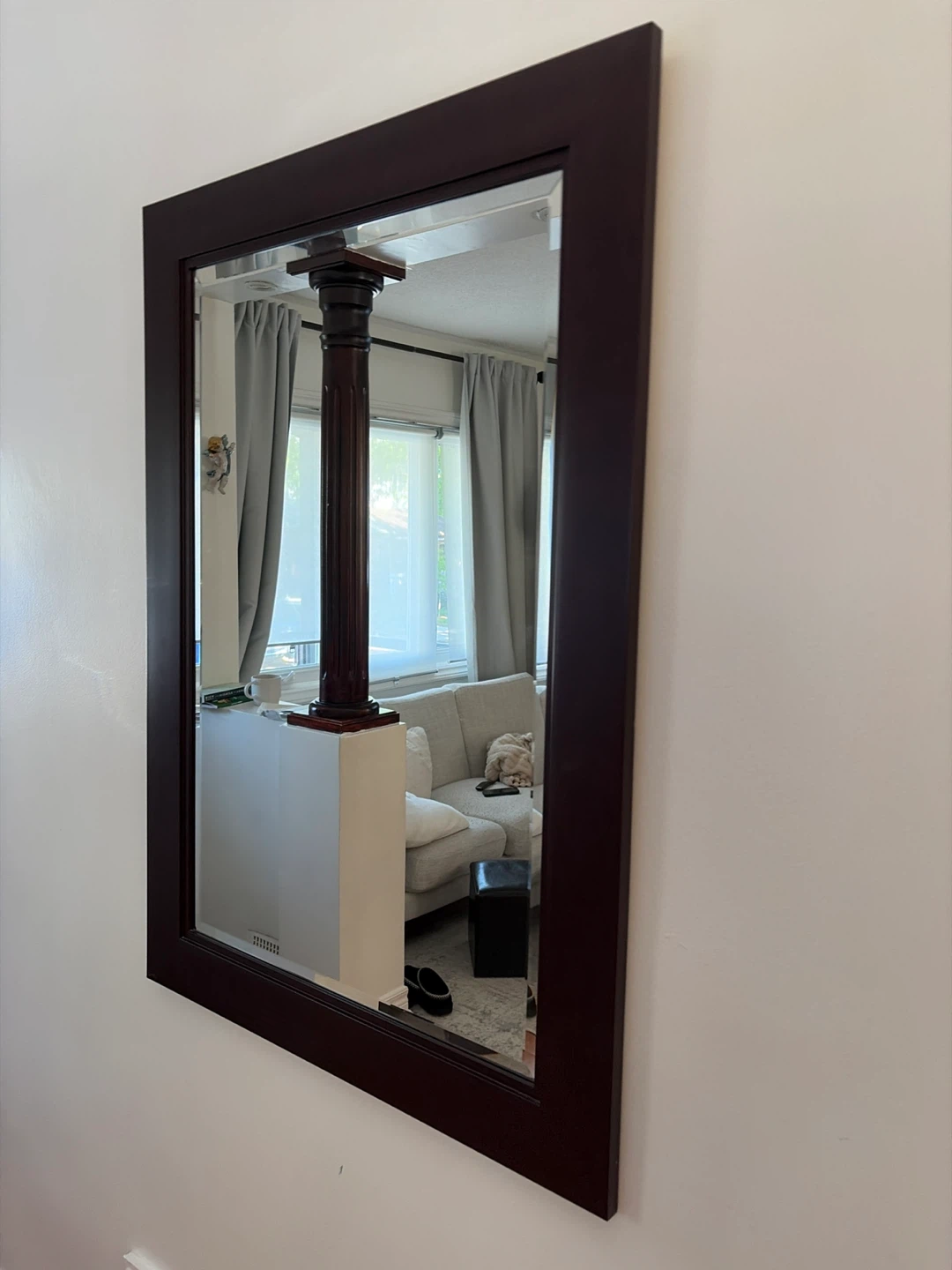 Dark Wood Framed Wall Mirror - photo 2