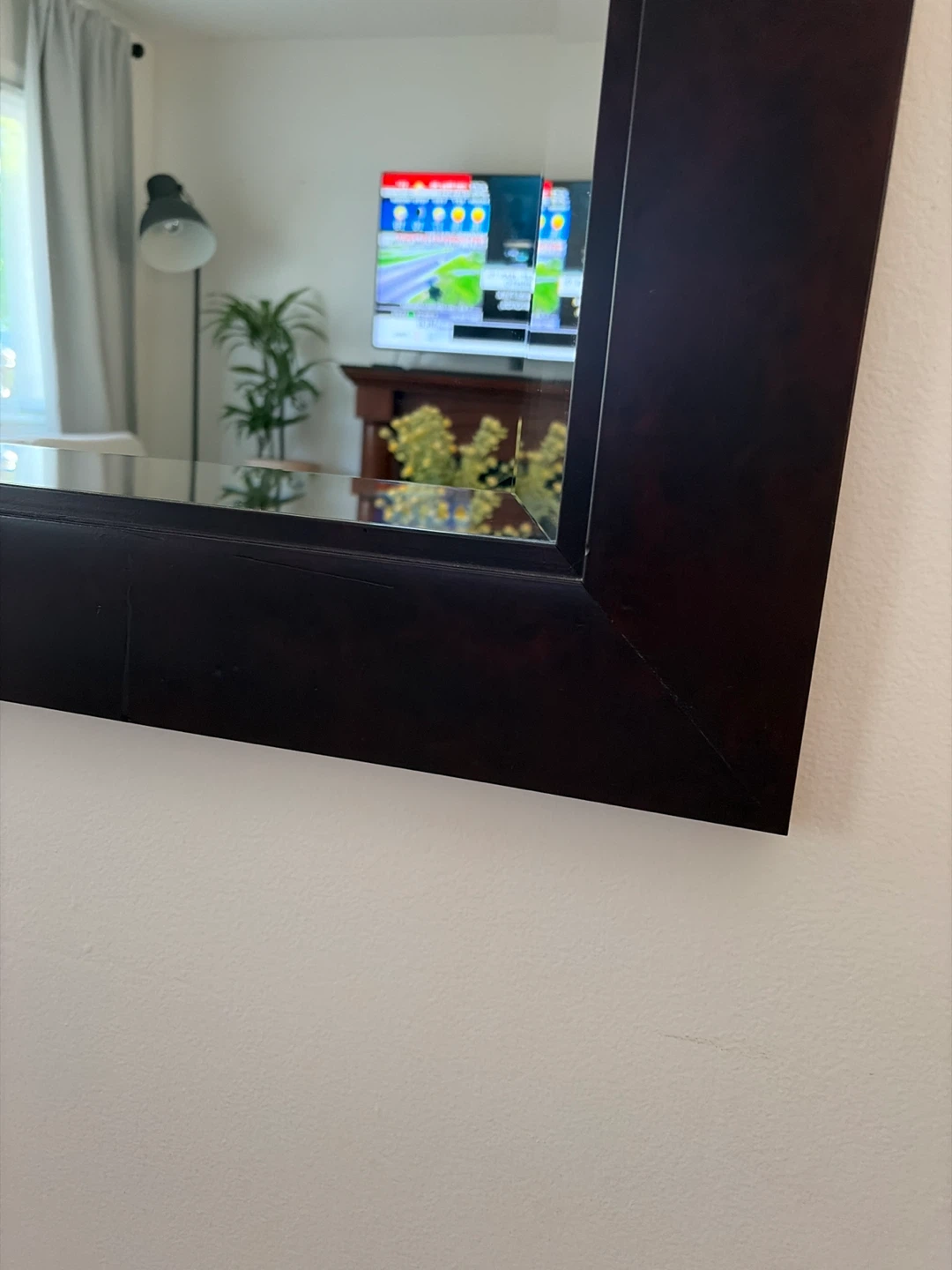 Dark Wood Framed Wall Mirror - photo 3