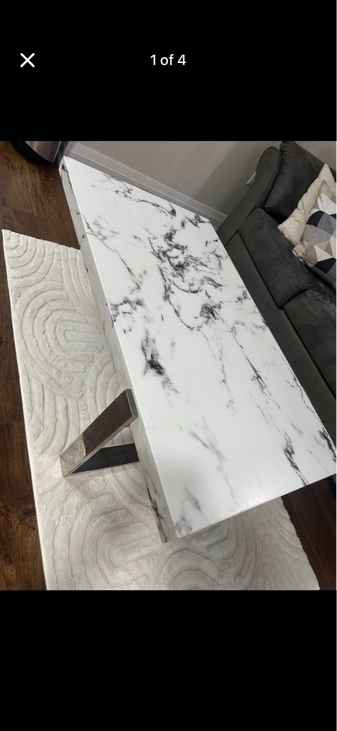 Marble Top Coffee Table with Metal Legs - photo 2