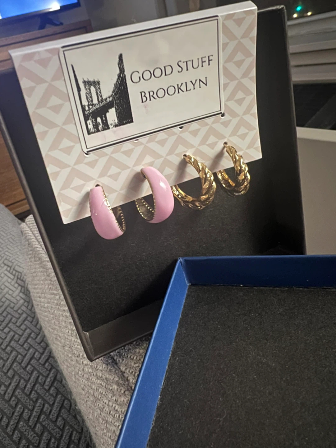Hoop Earring Set - Pink Enamel  & Goldtone Hoops - photo 2