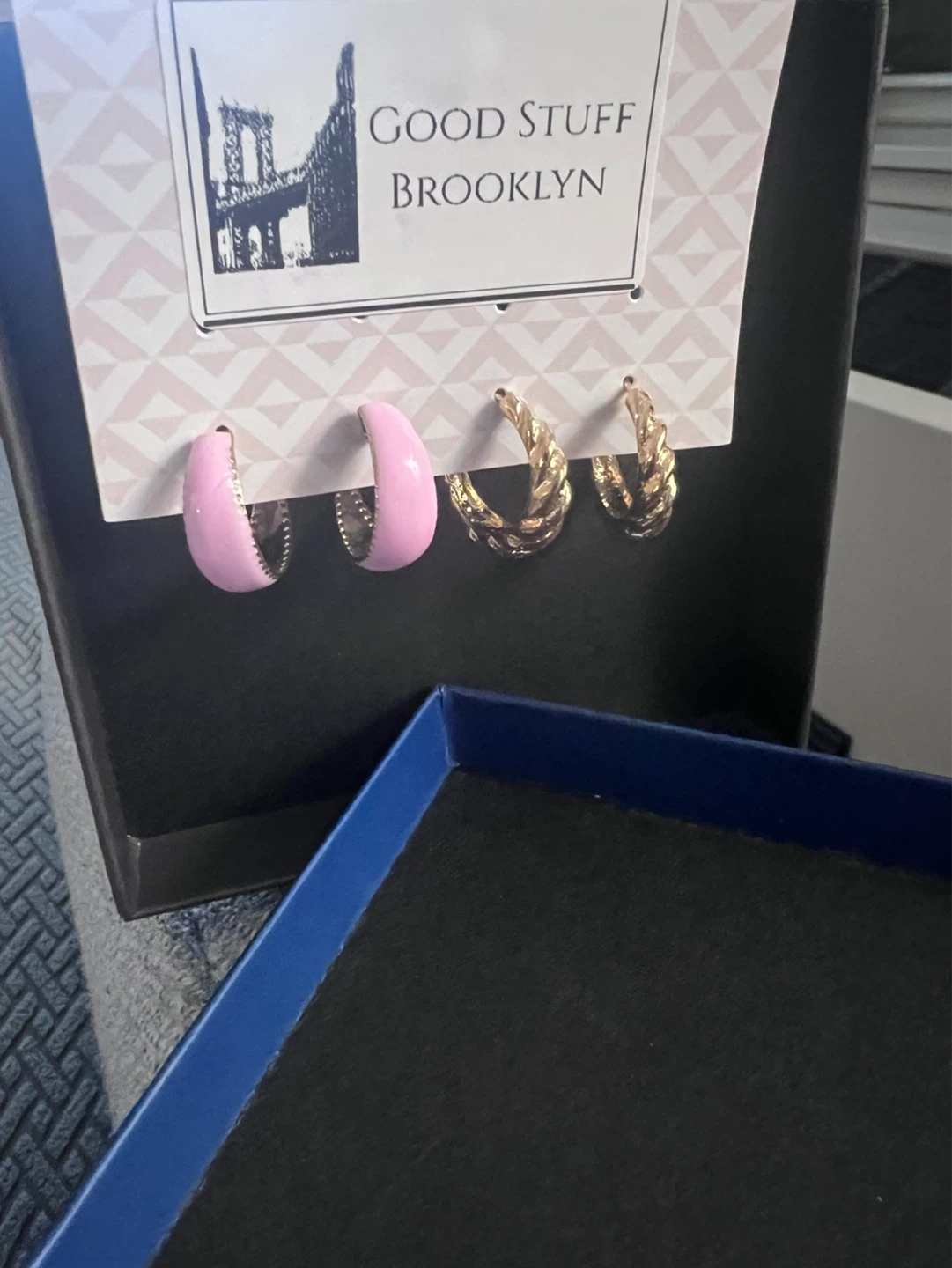 Hoop Earring Set - Pink Enamel  & Goldtone Hoops - photo 4