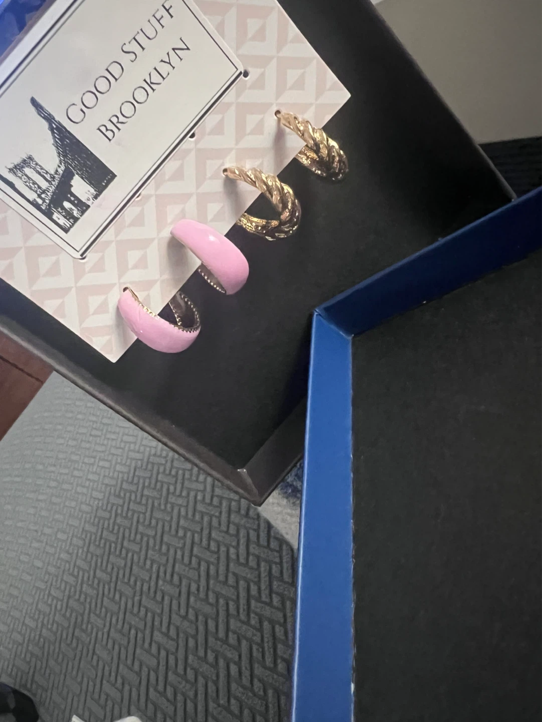 Hoop Earring Set - Pink Enamel  & Goldtone Hoops - photo 5