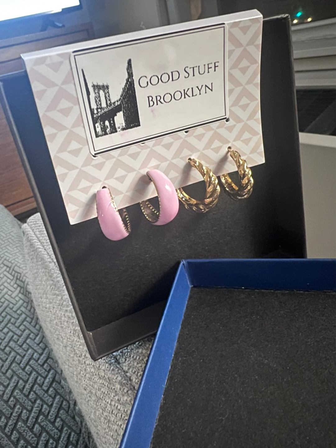 Hoop Earring Set - Pink Enamel  & Goldtone Hoops