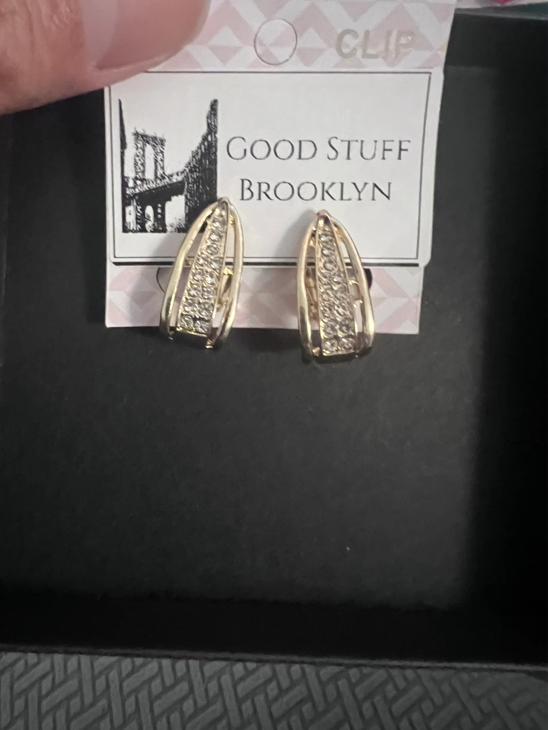 Goldtone & Faux Crystal Clip Earrings - photo 2