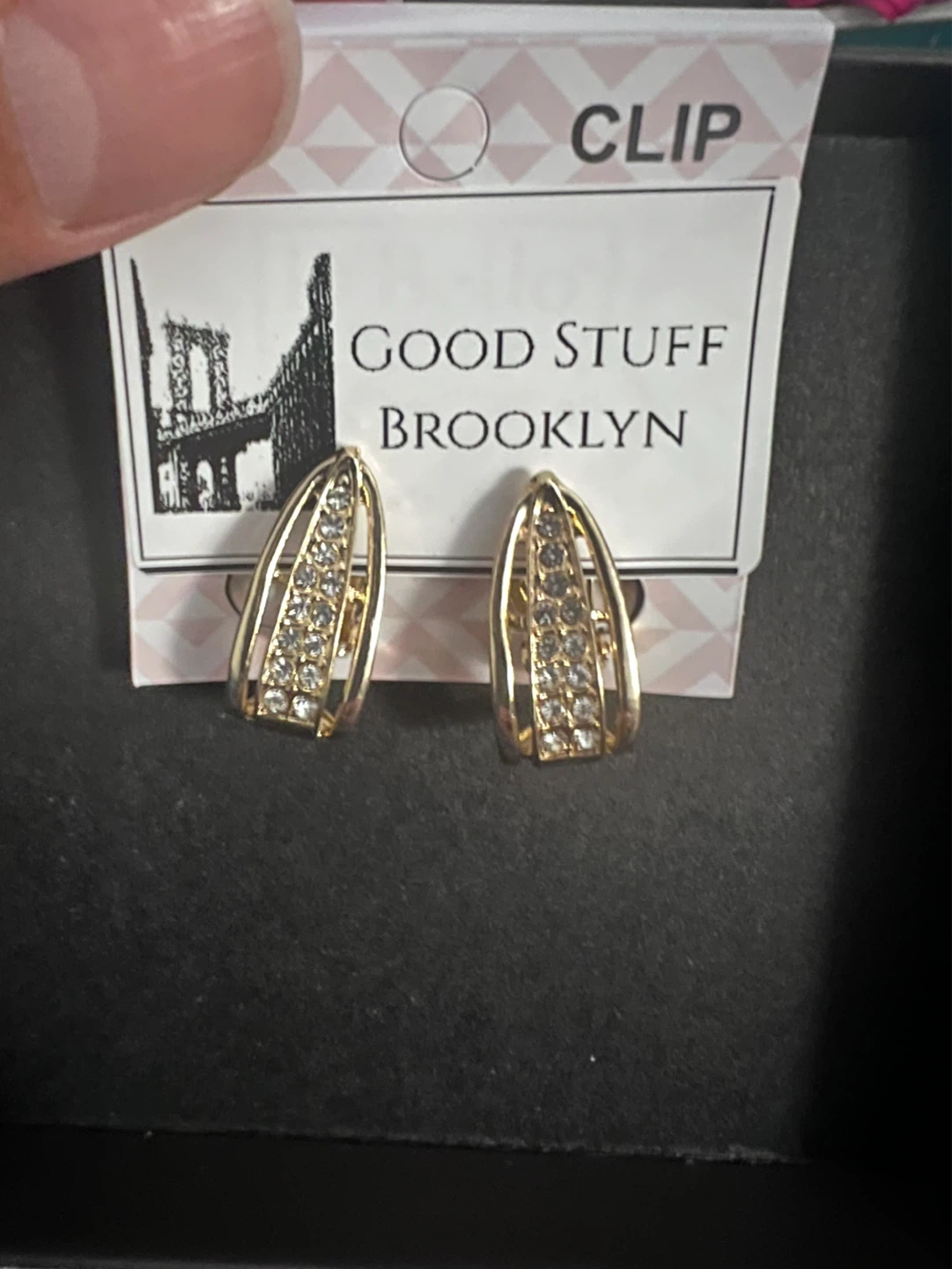 Goldtone & Faux Crystal Clip Earrings