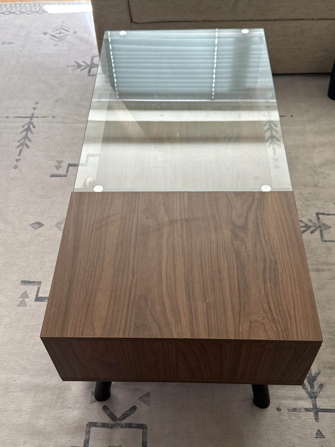 Mid-Century Modern Coffee Table with Glass Top - photo 2
