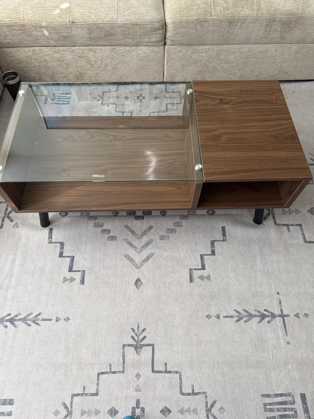 Mid-Century Modern Coffee Table with Glass Top - photo 3