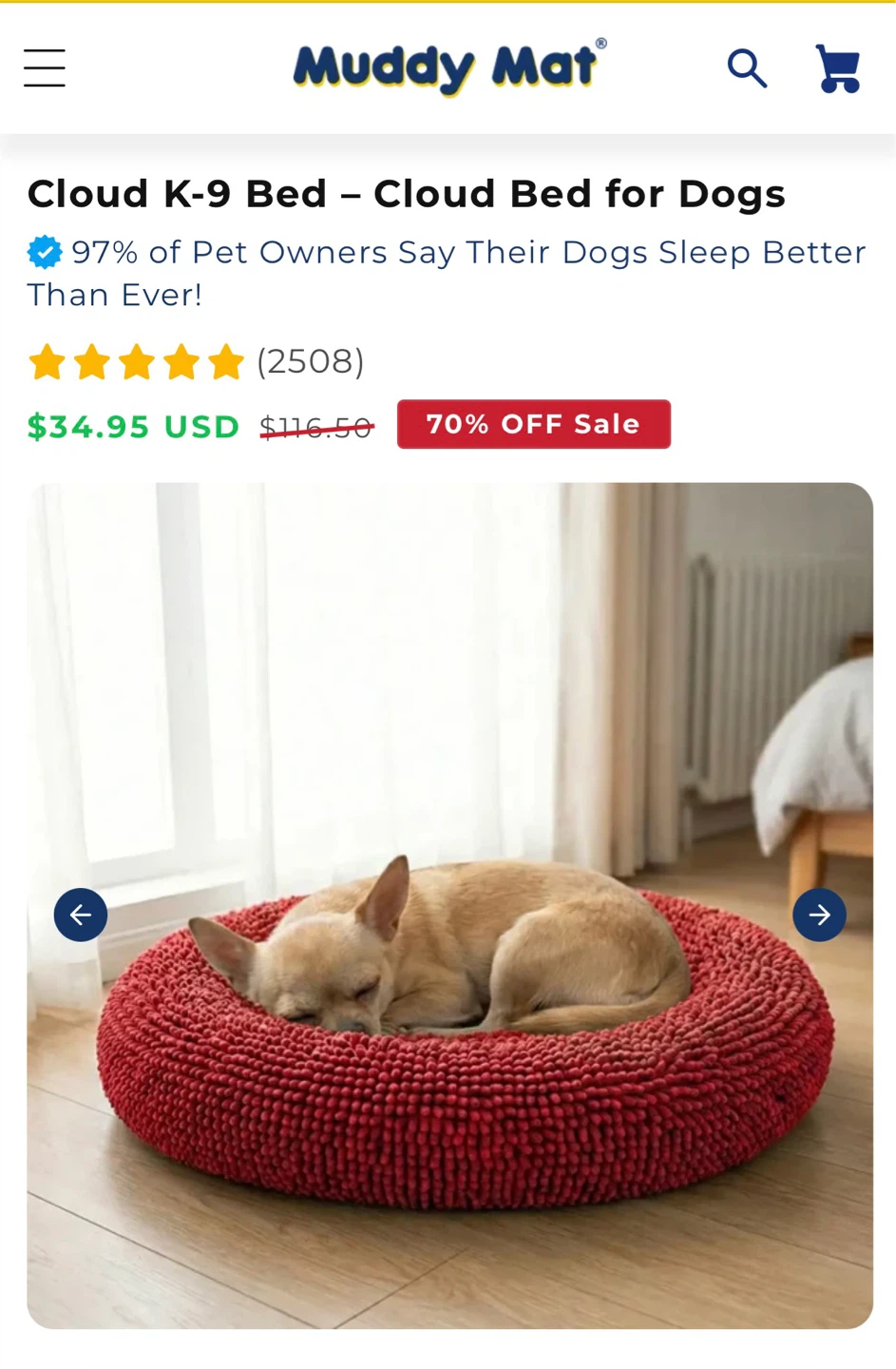 Muddy Mat Cloud K-9 Bed - Red