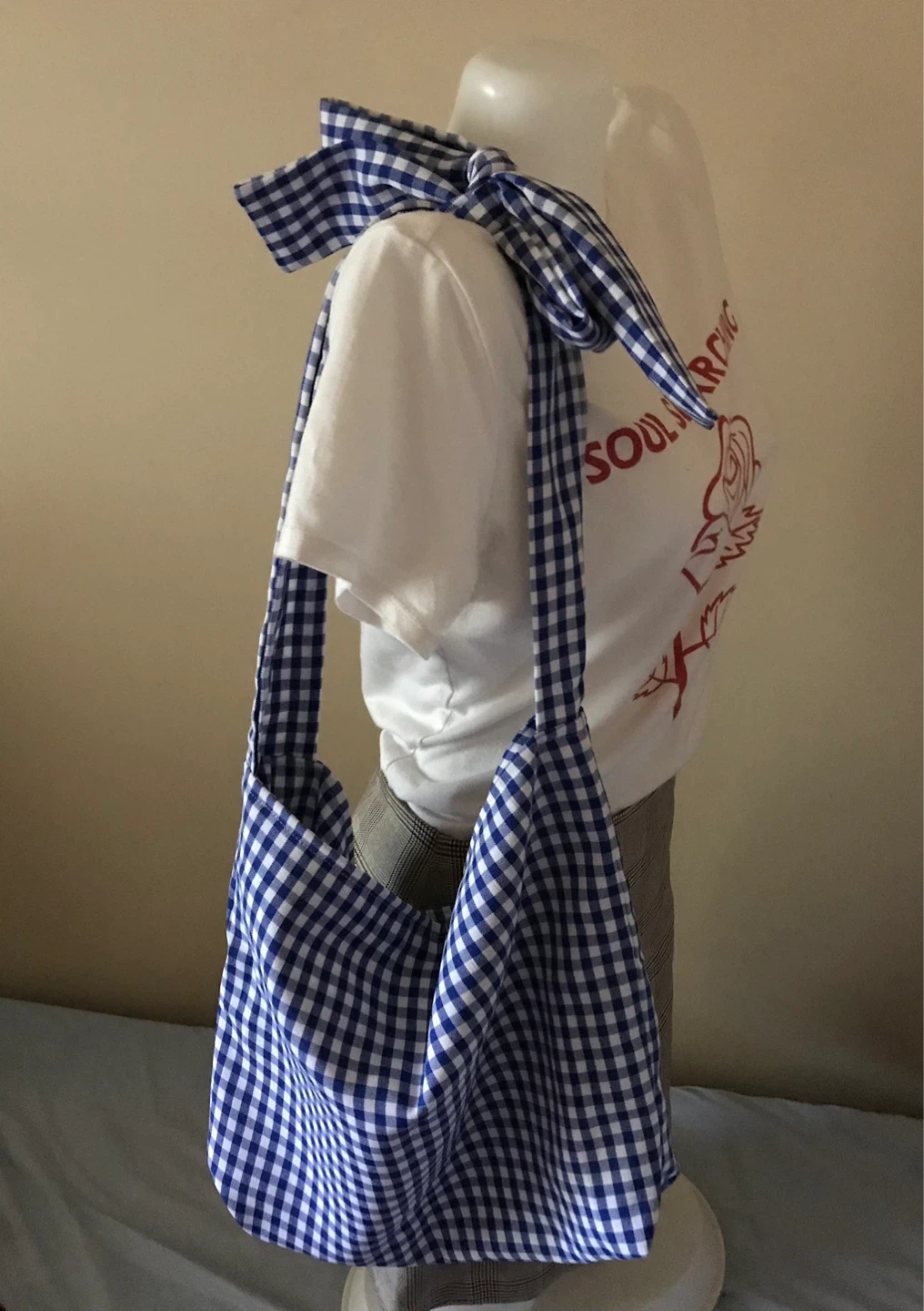 Gingham shoulder Bag with Bow Detail - photo 2
