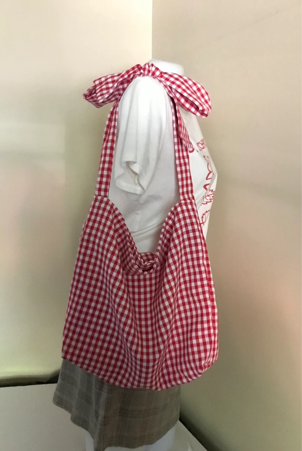 Gingham shoulder Bag with Bow Detail