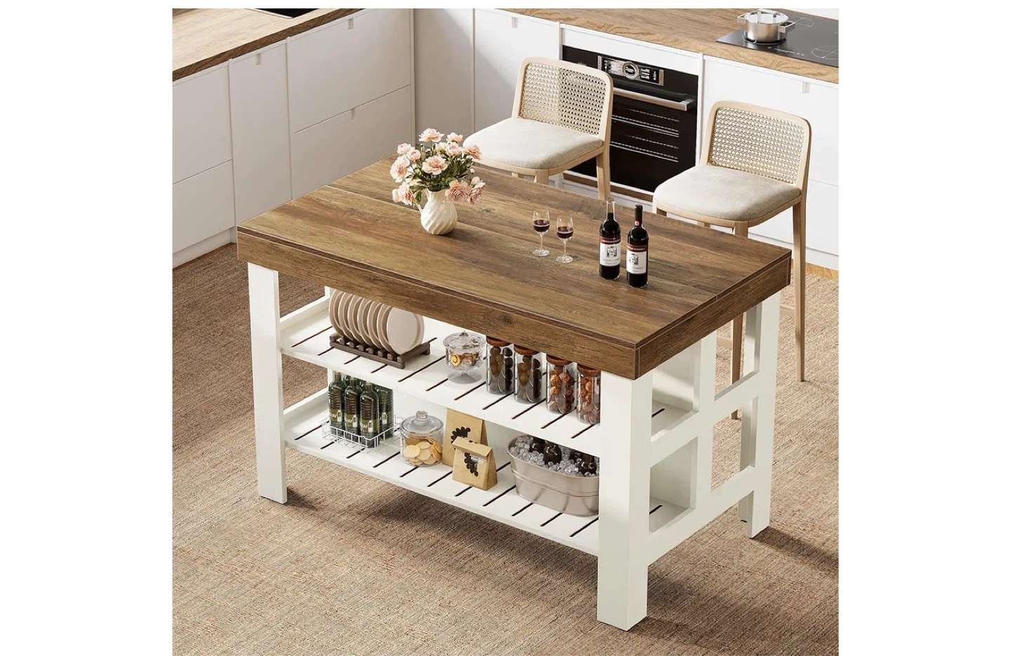 Kitchen island table with Bar Stool Set with Adjustable Height - photo 4