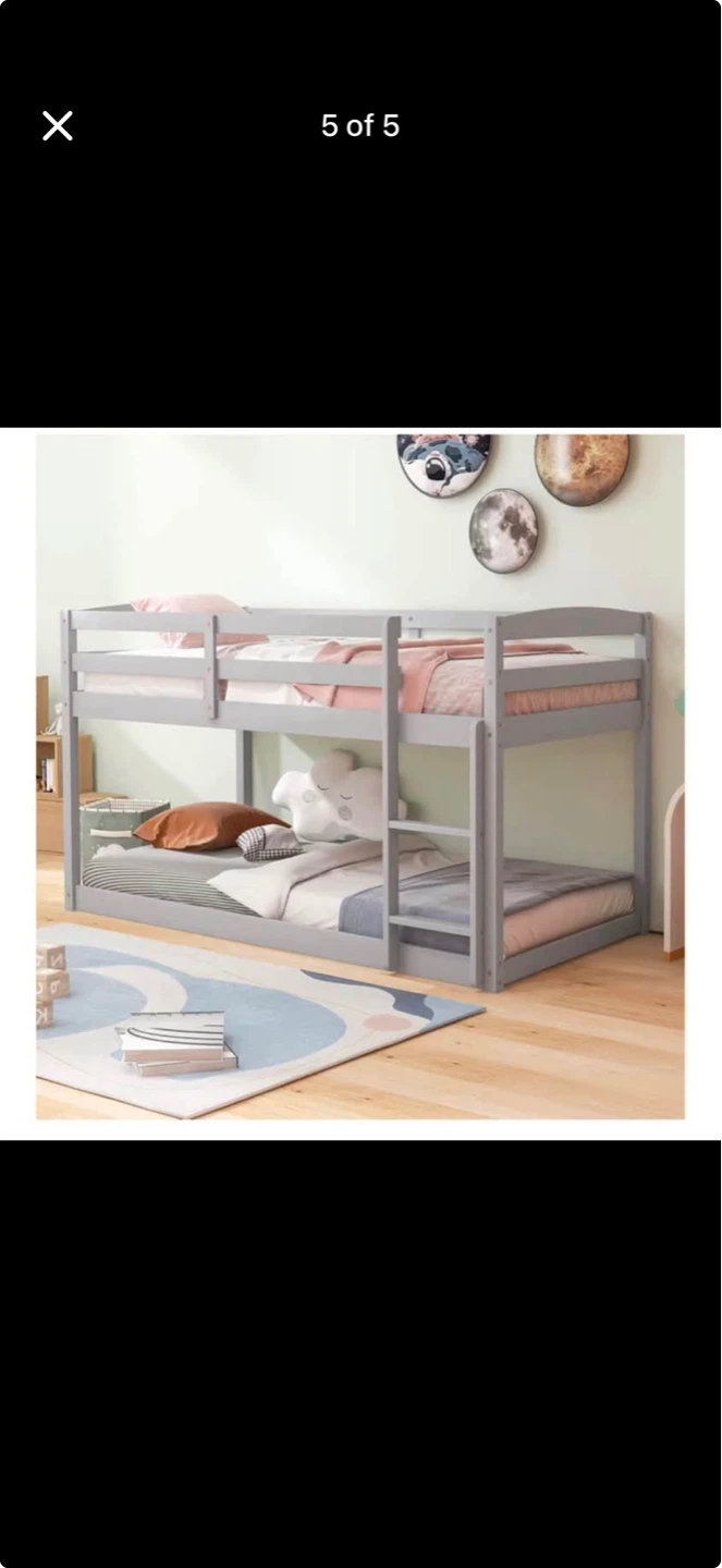 Giantex Twin Over Twin Bunk Bed Frame - Grey - photo 5