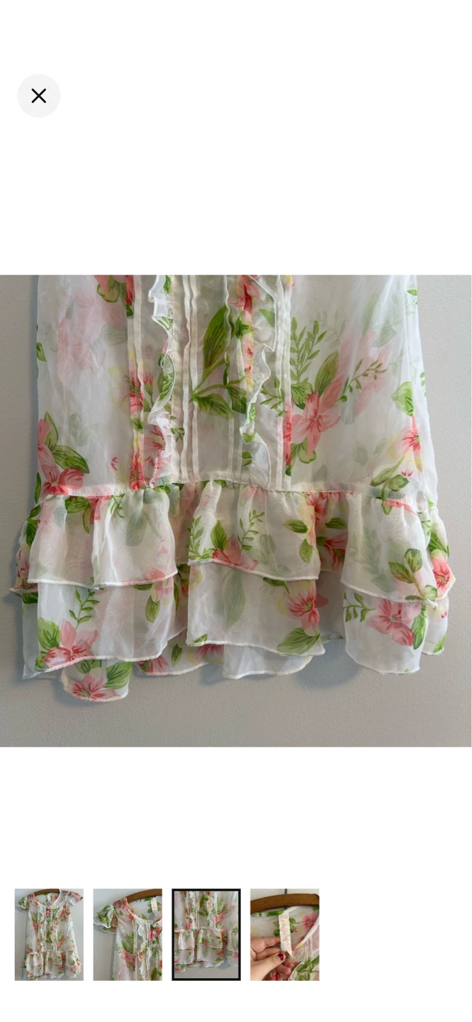 Pink & Green Floral Ruffle Dress - Size 8 - photo 3