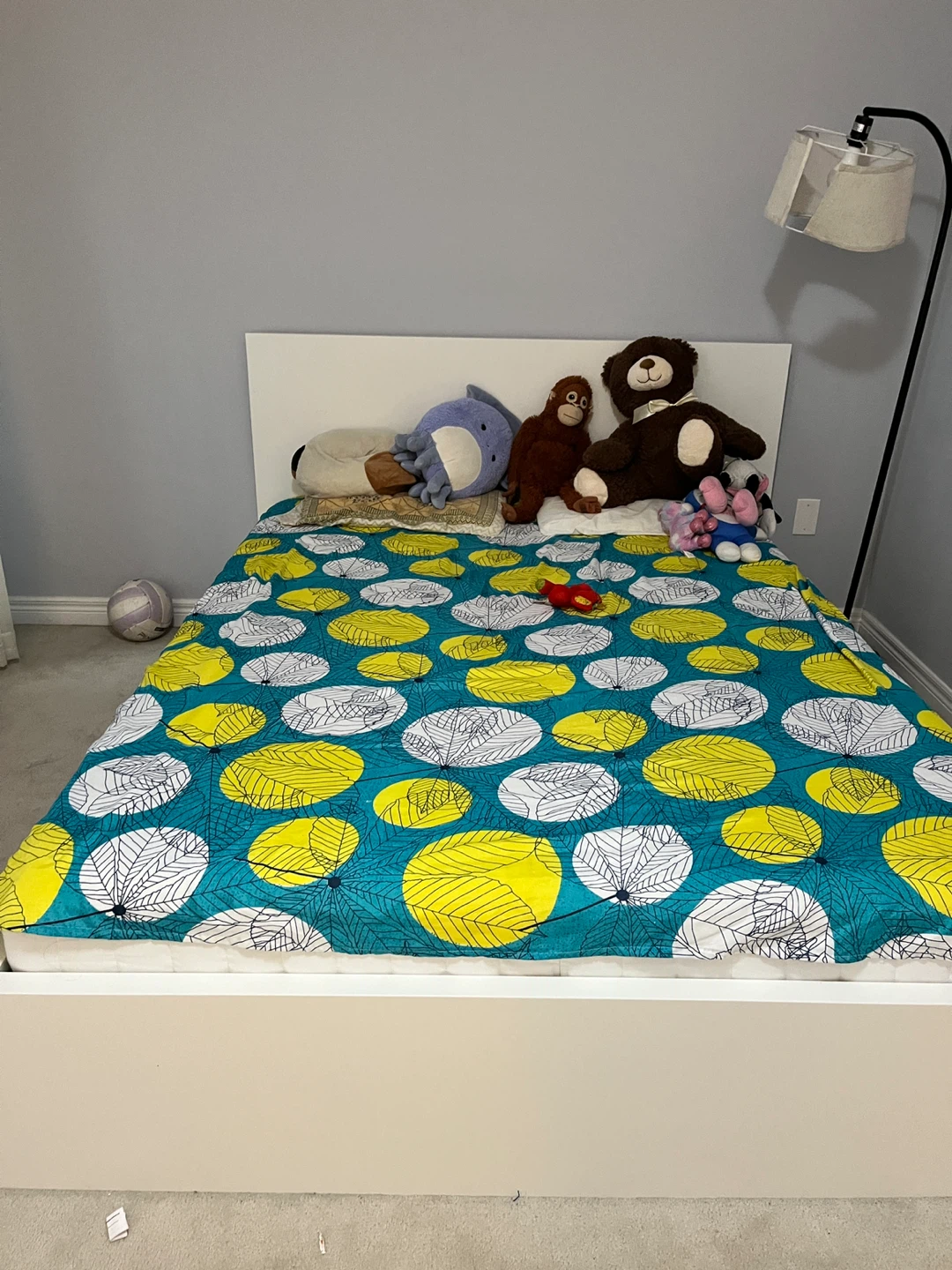 White IKEA MALM Bed Frame ,study table and chair from ikea
