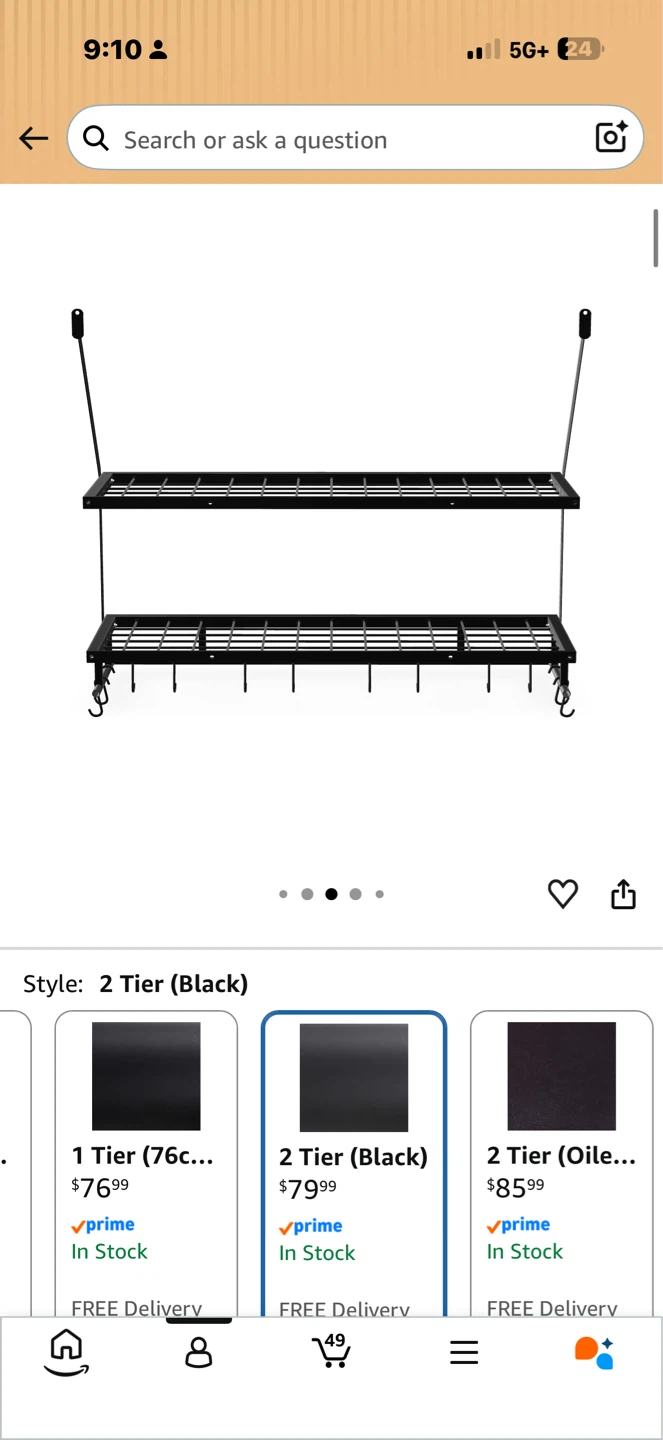 2 Tier Wall Mounted Shelf with Hooks