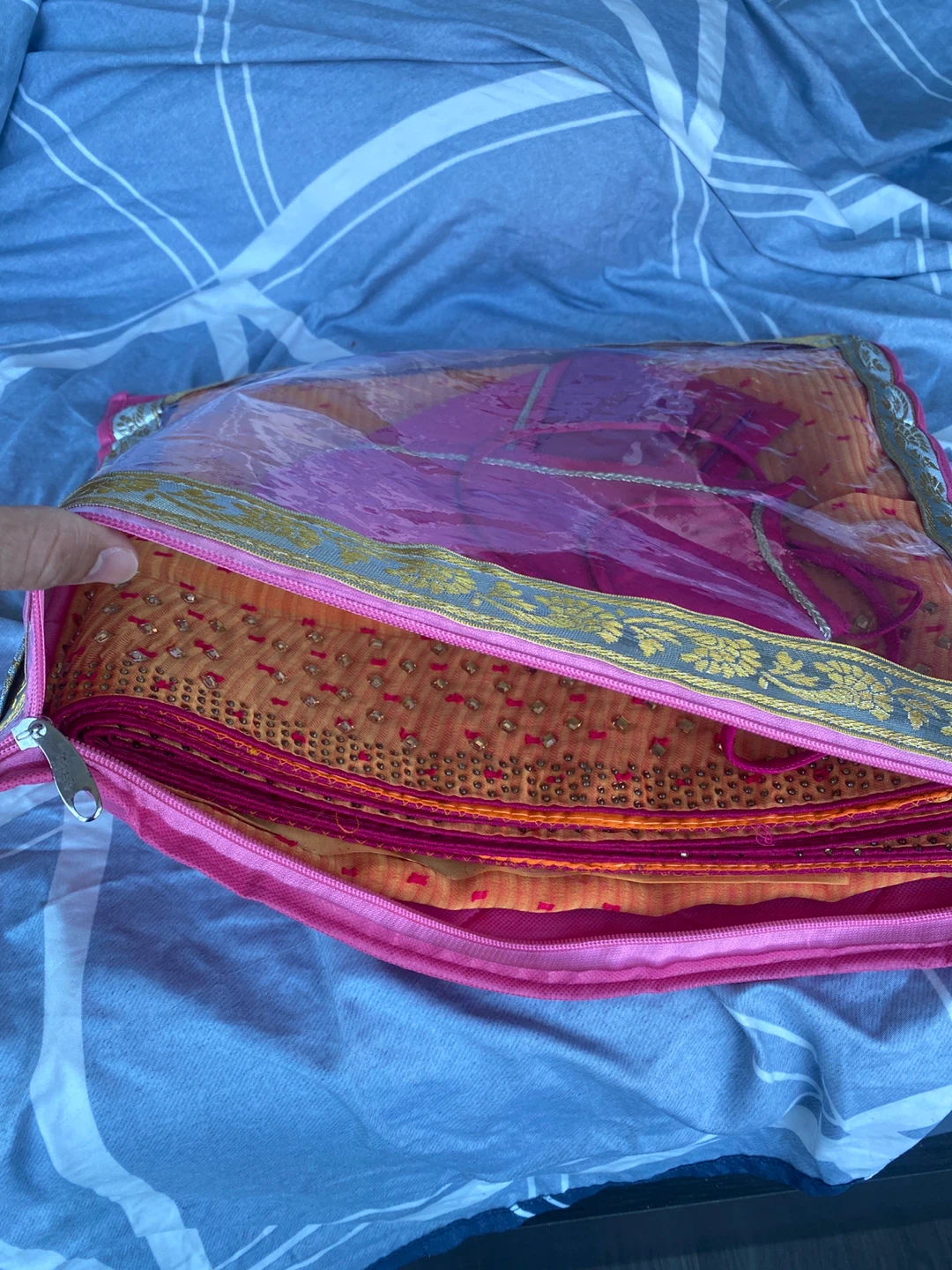 Bright Pink Saree Blouse with Cover to safely store - photo 2
