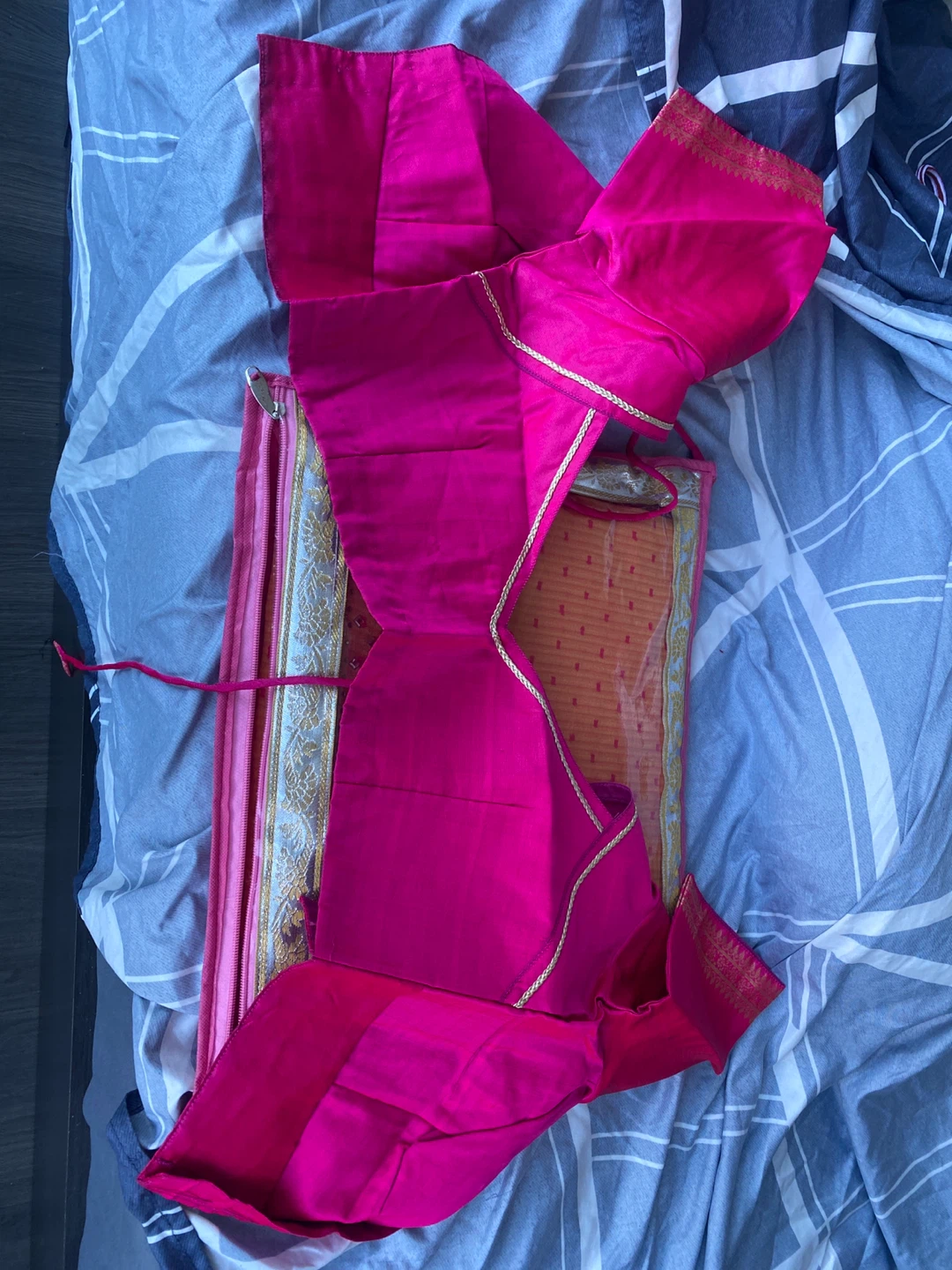 Bright Pink Saree Blouse with Cover to safely store - photo 3