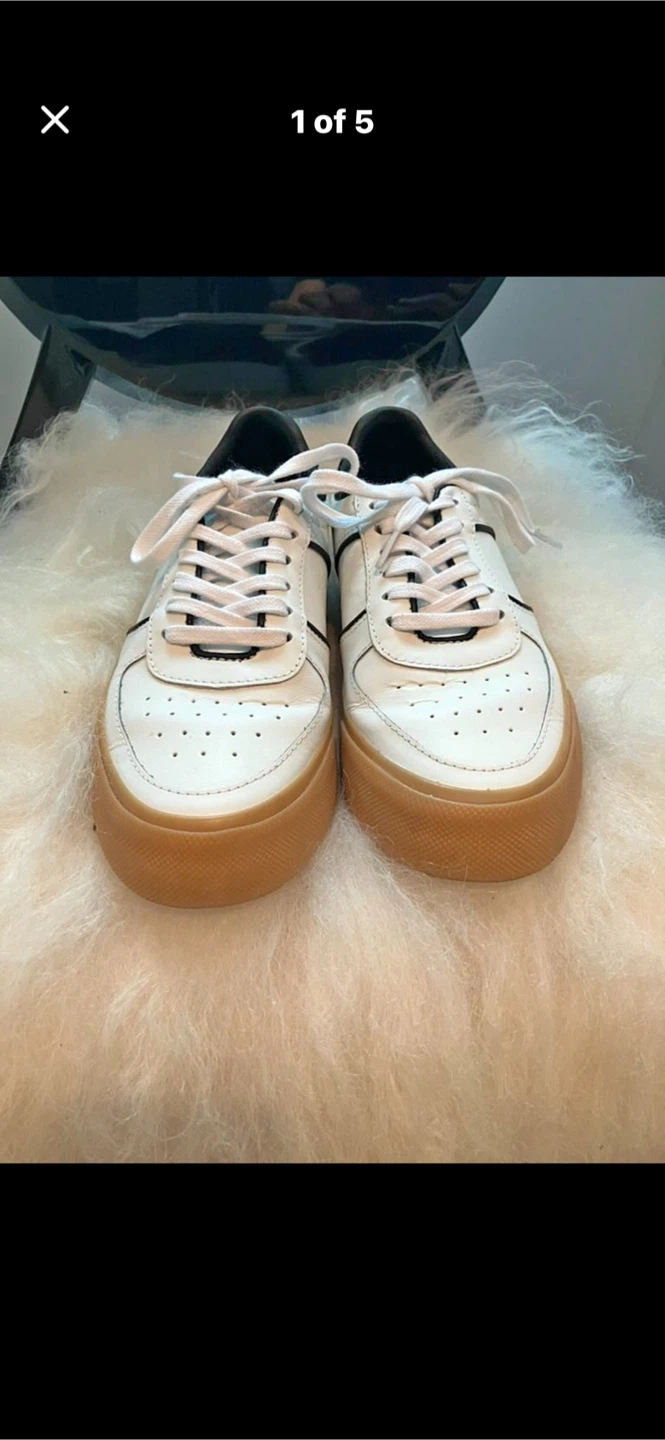Reformation Harlow Leather Sneaker White/Black - photo 2