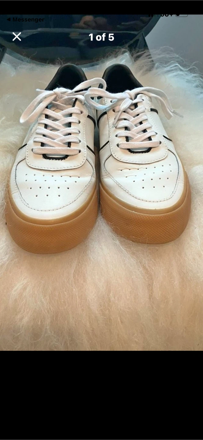 Reformation Harlow Leather Sneaker White/Black - photo 3