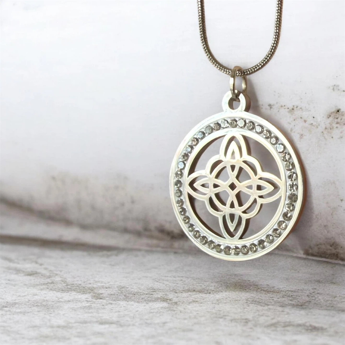 Celtic Knot Pendant Necklace with Crystals