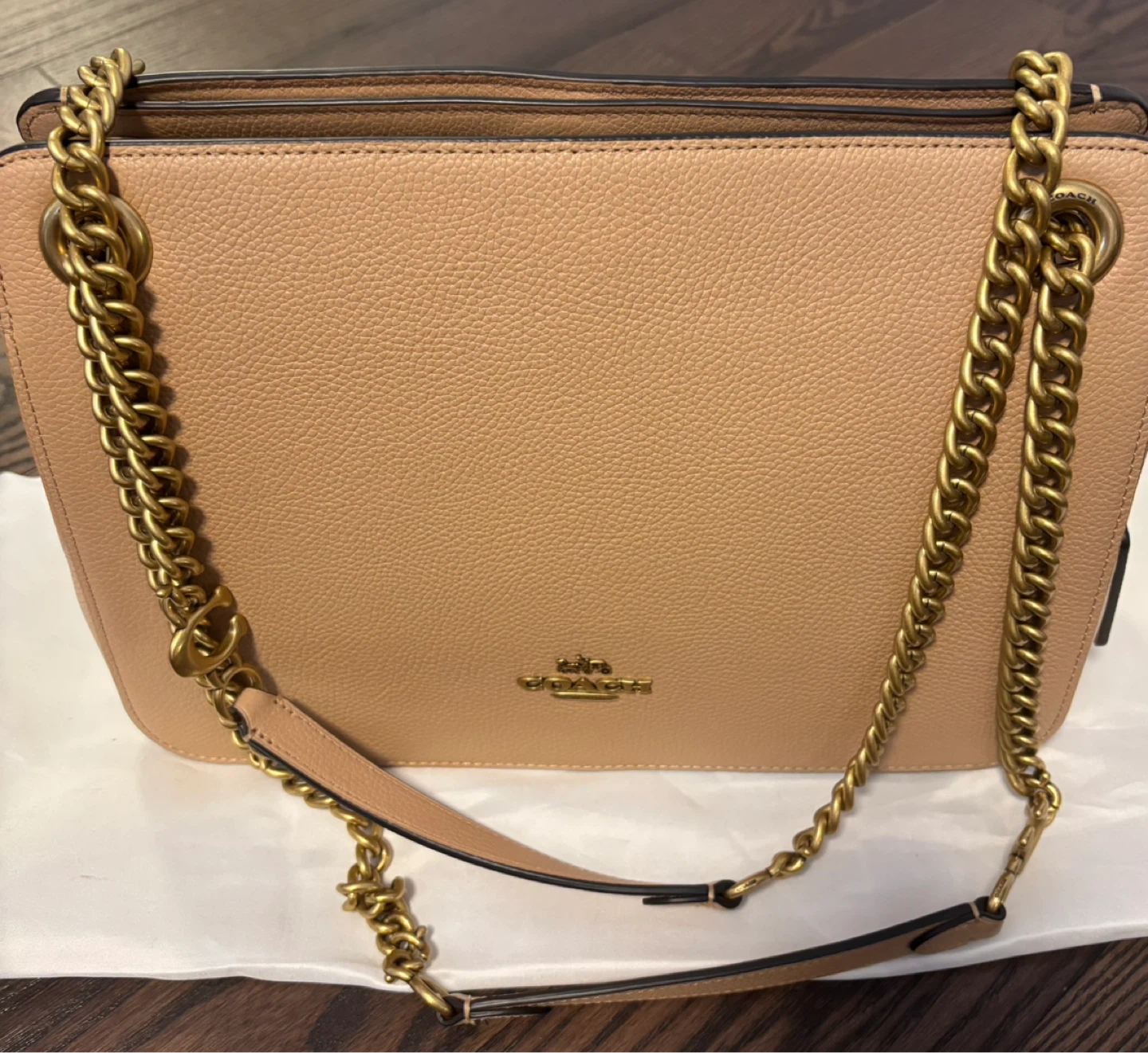Coach Shoulder Bag - Tan Leather