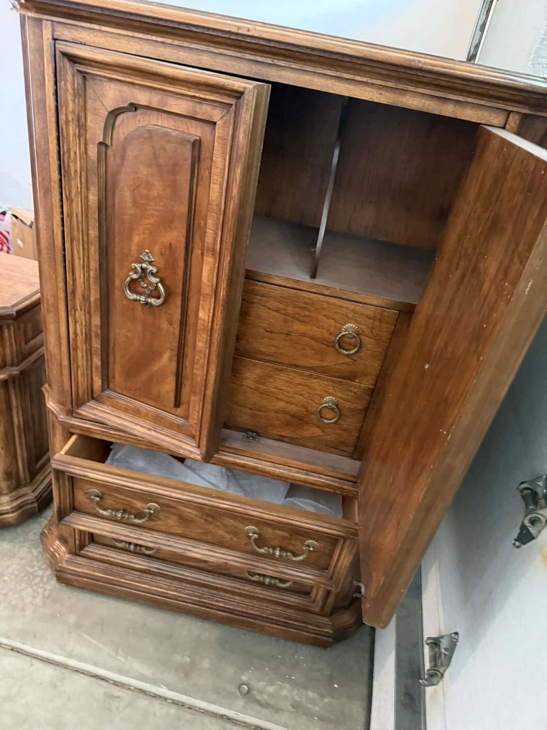 Vintage Wood Armoire and Dresser Set - photo 3